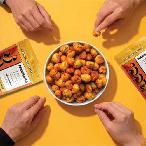 Image of Snacc Peri Peri Makhana, Spicy Roasted Fox Nuts, Protein Rich, Gluten Free, MSG Free, Zero Trans Fat, Zero Sugar, Low Calorie 18 g small pocket (Pack of 6, Peri Peri)