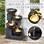 Grepatio Outdoor 4-Tiers Water Fountain, Garden Cascading Waterfalls Fountain with 4 LED Lights, 21.9" H Modern Indoor/Outdoor Bowl Waterfall Feature Water Fountains for Garden, Yard Decor (Brown)