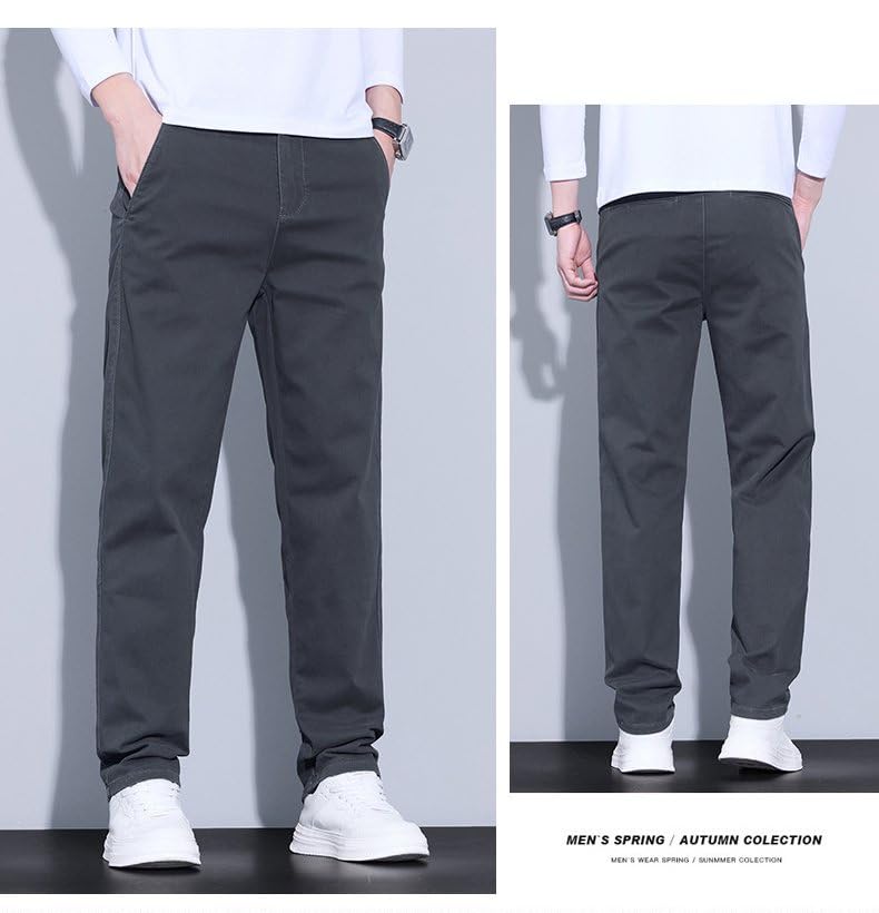 SSLR Mens Casual Pants Work Relaxed Fit Stretch Comfort Loose Zipper Pockets2