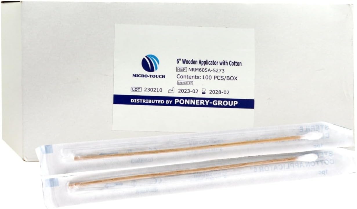 Cotton Tip Applicator Sterile 6" Long - 100pcs per box