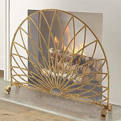 Écran de cheminée en or pour salon, garde-feu demi-rond anti-braises