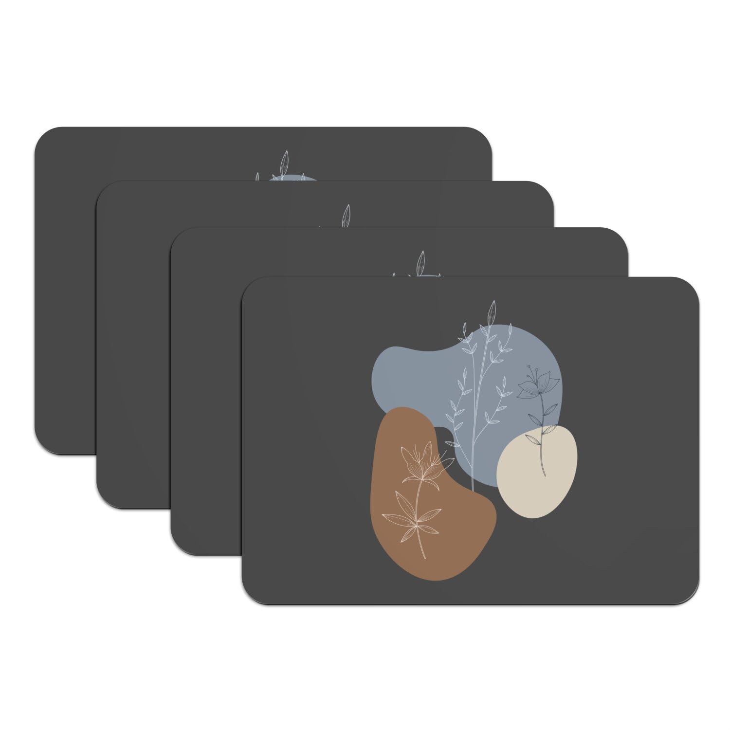 Dessous en caoutchouc noir pour set de table fleurs prairie et plantes