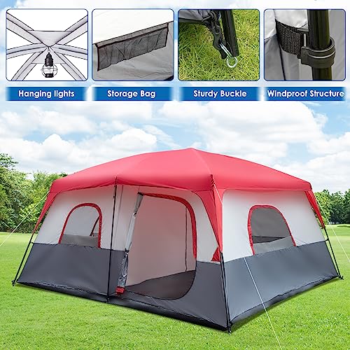 Carpa Familiar para 14 Personas, Grande, Impermeable, Roja y Blanca miniatura 4