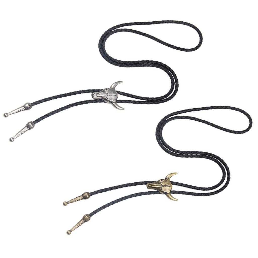 Cravatte da Cowboy, Fibbia Testa di Bue Rilievo da 2 Pezzi for Uomo, Donna, Sposo