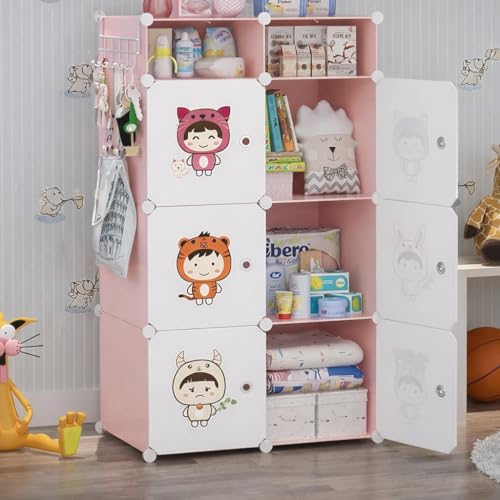 Image of Mevigo 6+2-Door Plastic Wardrobe for Kids and Baby-Cupboard for Clothes, Almirah for Clothes, Baby Collapsible Wardrobe, Multi-Purpose Kids Storage Rack for Home Books,Toy,Living Room -Pink-L5