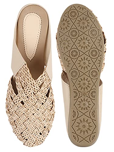Image of The White Pole Slip on Slides Flat Mules Bellies Jutti Sandals for Women and Girls