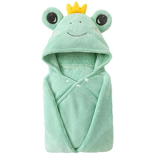 Daelesr Toalla Bebe con Capucha, Toalla Capa Bebe Playa Animales 85 x 150cm, Toalla Poncho Piscina para Niña Niño Bebes Recien Nacido (Rana Verde)