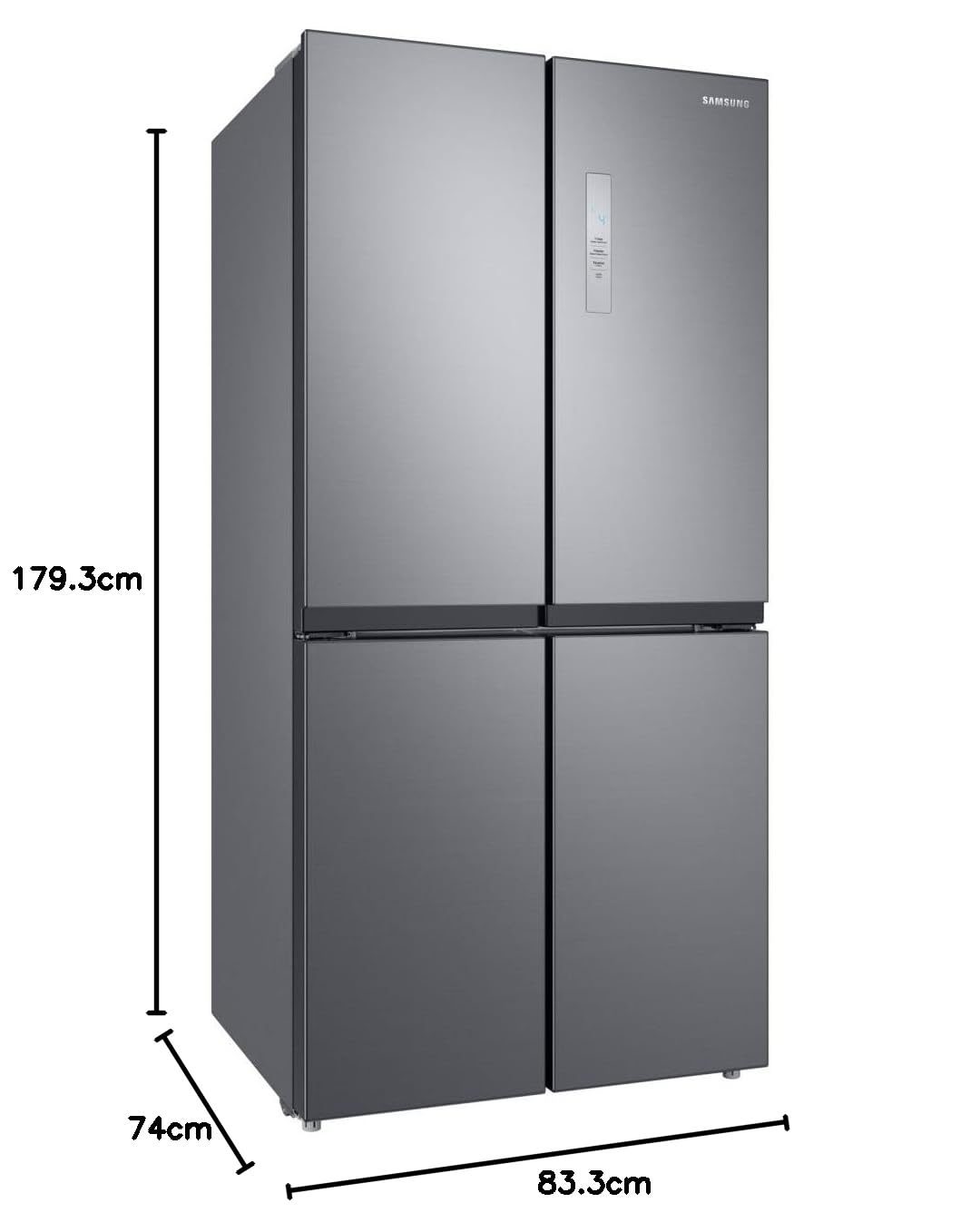 Samsung Réfrigérateur quatre portes Slim RF48A400EM9/EF, Total No Frost, Twin Cooling Plus, Moteur Digital Inverter Garanti 20 Ans, 488 L, LxAxP: 83,3 x 179,3 x 74 cm, Inox