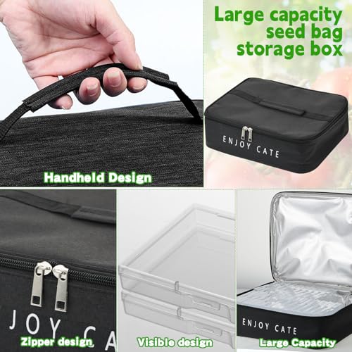 Image of 24 Slot Seed Storage Organizer Box with Insulated Bag with Dual Zipper Bag, Garden Seed Organize Sealed Bags and Label Stickers Saving Container Keeper Set for Garden Vegetable Flower Plants
