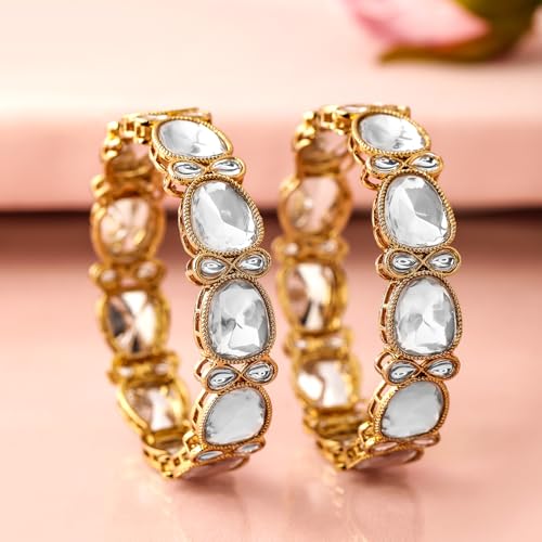 Image of Rubans Bangles Set of 2 Cubic Zirconia Ethnic Stylish Jewellery Gift for Women & Girls