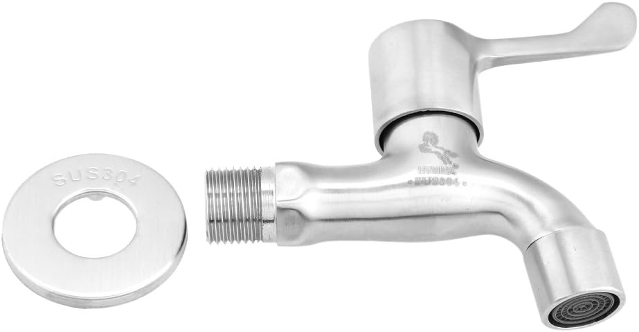 Fdit 304 Stainless Steel Single Lever Faucet Tap for Laundry Washing Machine Home Kitchen Garden