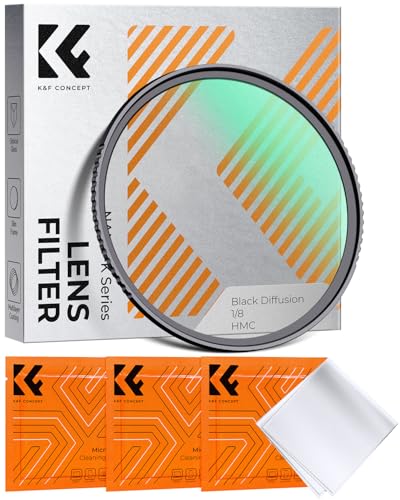 K&F CONCEPT Nano-K Filtro Black Diffusion 1/8, Filtro Black Mist 1/8 Ultrasottili in Vetro Ottico con Nano Rivestimento con 3Pcs Panno di Pulizia