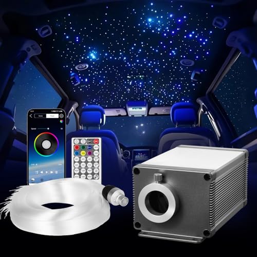 VEVOR Starlight Headliner Kit, 550pcs 0.03in 9.8ft, 16W Twinkle Fiber Optic Star Ceiling Lights for Car, Bluetooth APP, Remote Control, Sound Activated, RGBW Light Engine, for Home Bed Room Glow Decor