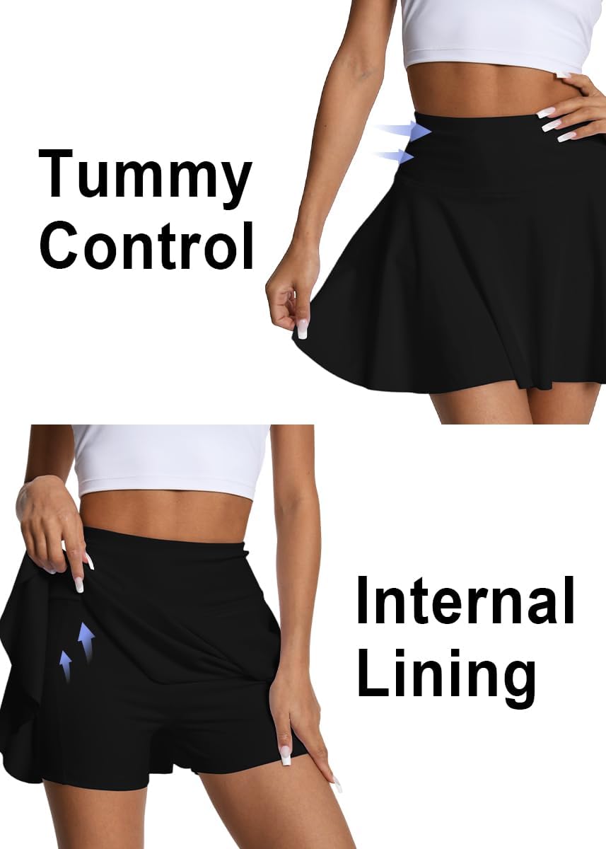 KOKITA Tennis Skirts for Women -with Internal Pocket Pleated High Waisted Athletic Golf Skorts Workout Dress Running Skort
