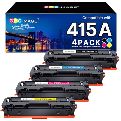 GPC IMAGE 415A M479fdw Toner Kompatible für HP 415A 415X W2030X W2030A für HP Color LaserJet Pro MFP M479fdw M479fnw M479fdn M479dw M479 M454dw M454dn M454 M455dn (Schwarz Cyan Gelb Magenta, 4er-Pack)