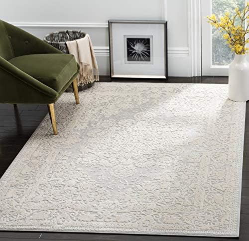 Safavieh Reflection Collection RFT664C Vintage Distressed Area Rug, 10′ x 14′, Light Grey / Cream