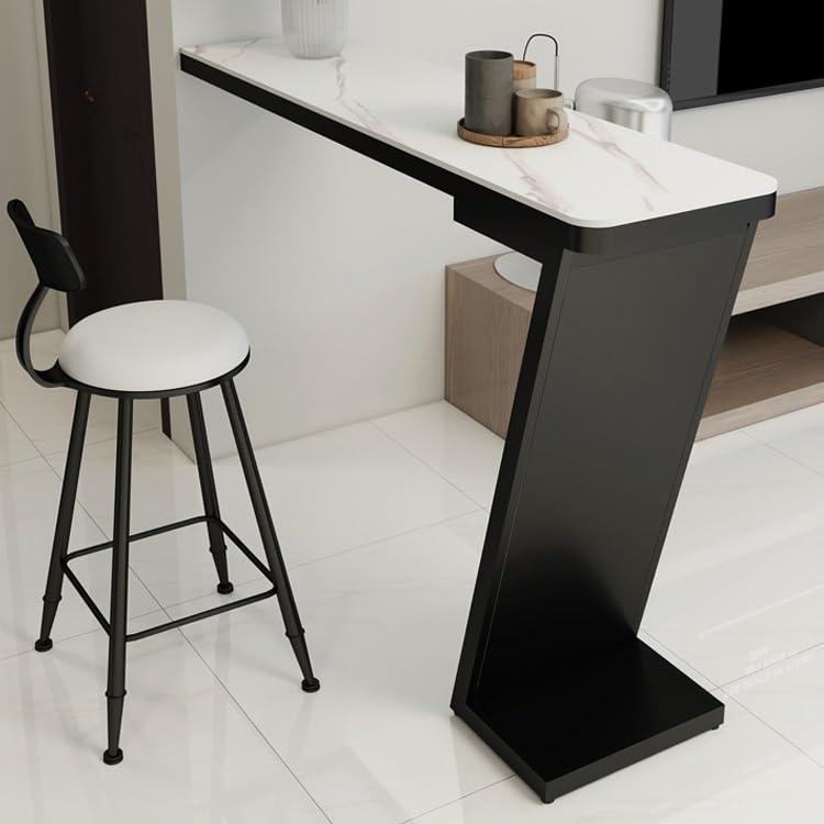 Table de Bar Haute Rectangulaire 140x40x105cm Métal Robuste Extérieur