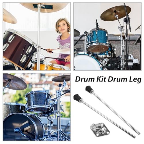 Kisangel Drum Stand Hardware 3Pcs Metal Bracket Set with Base and Straight Legs for Percussion Instruments Drum Kit Accessory Suitable for Performance and Display miniatura 5
