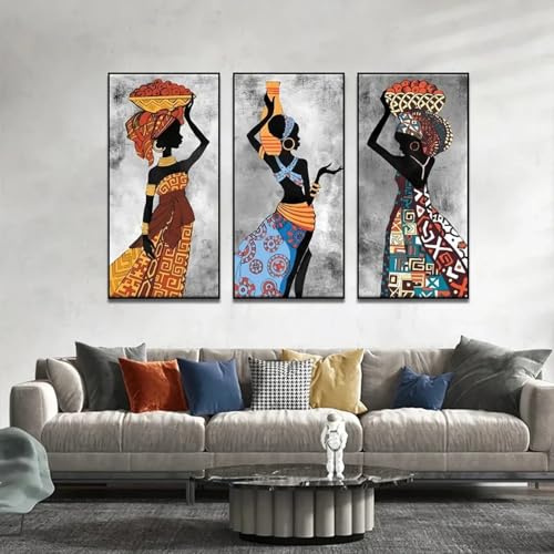 Impression sur toile art abstrait africain triptyque chic peinture ethnique 80x110 - 2