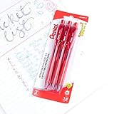 Pentel Wow! Retractable Ballpoint Pen, Everyday Writing, Office Supplies, School Supplies, 1.0mm Bold Point, Red Ink, BK440BP3-B, 3 Pack