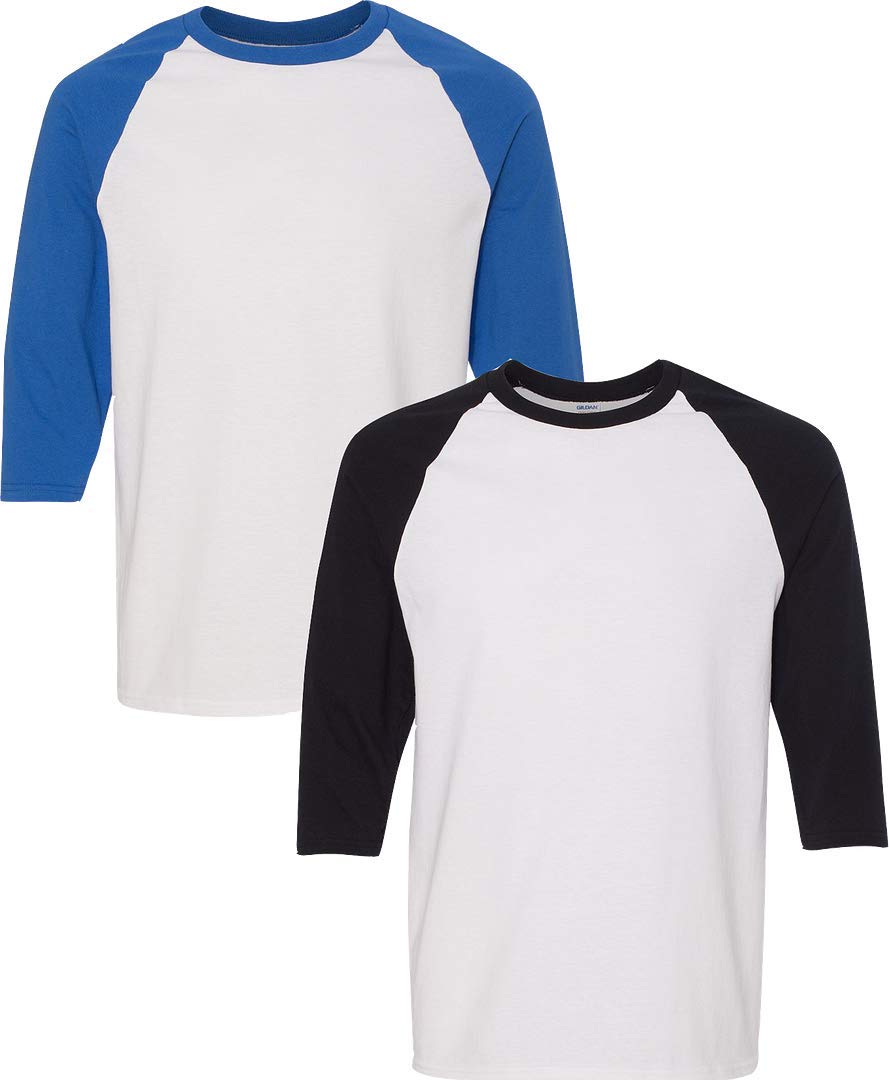 GildanMens Heavy Cotton ¾-Sleeve Raglan G5700 LRG-WRoyal-WBlack