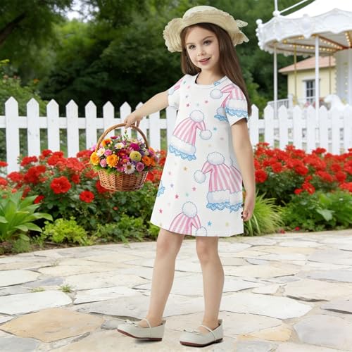 Vestidos casuales para verano con sombrero azul para niñas de 2 a 8 años 5