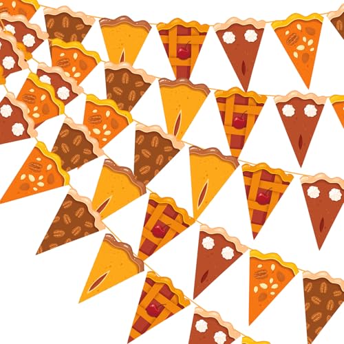 Image of Gersoniel 5 Pcs Fall Party Decorations Pumpkin Pie Pennant Banner