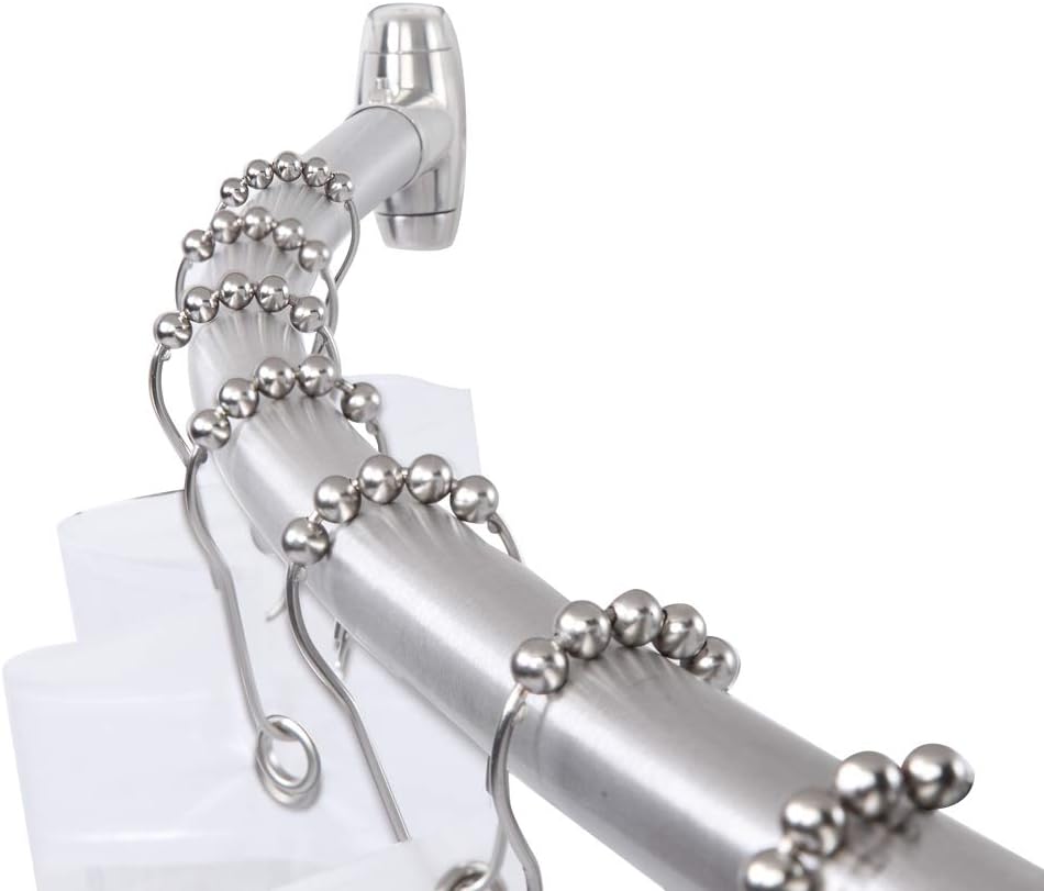 Tenovel Rust Proof Adjustable Curved Shower Curtain Rod 50 72 Inch Shower Curtain Rod Adjustable Stainless Steel Bathroom Rod Brushed Nickel Home Improvement