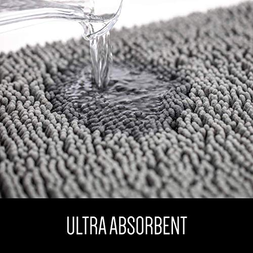 Image of Lushomes Bathroom Mat, 1200 GSM Floor Mat with High Pile Microfiber, Anti Skid mat for Bathroom Floor (16 x 24 Inch, Single Pc, Brown)