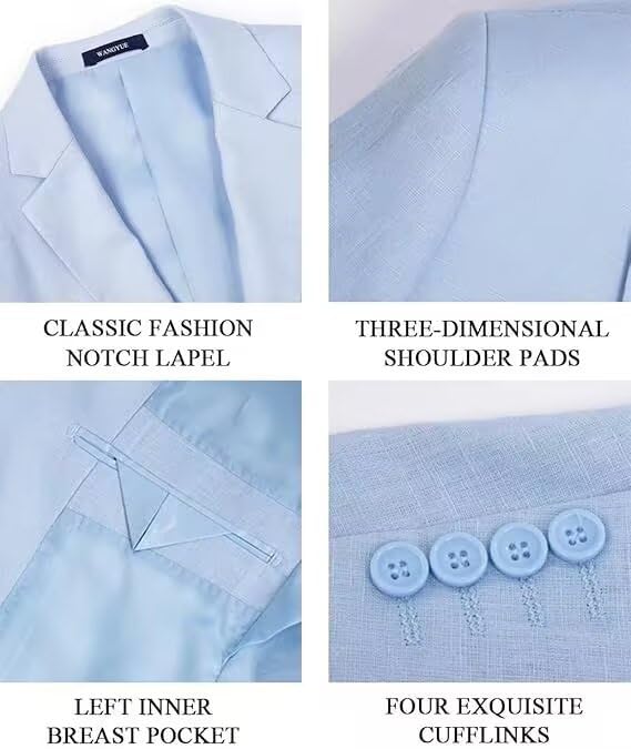 HUUTOE Mens Linen Sports Jacket for Men Causal Lightweight Blazers and Sport Coats Linen Suit for Men Beach Wedding3