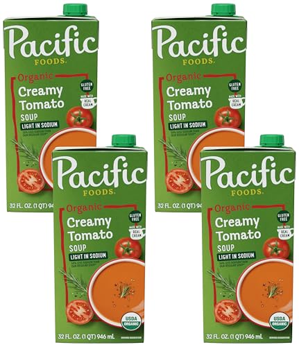 Image of Pacific Foods Organic Creamy Light in Sodium Tomato Soup, 32 oz Carton (Pack of 4)