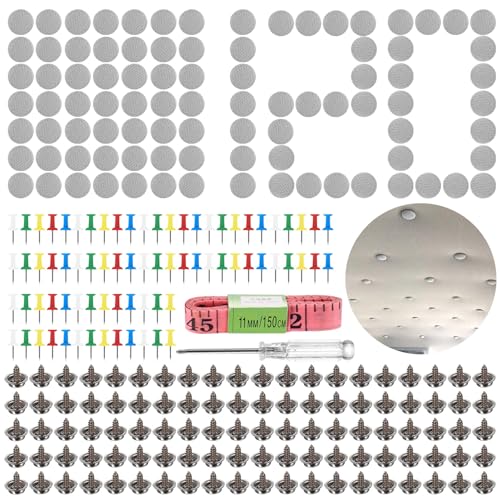 Aoyfuwell 100 Stück Dachhimmel Reparatur Set Dachhimmel Reparatur Nieten Autohimmel Reparatur Set für alle Autodachhimmel Stoff Reparaturset mit Stecknadeln Schraubendreher Maßband Zubehör(Grau)