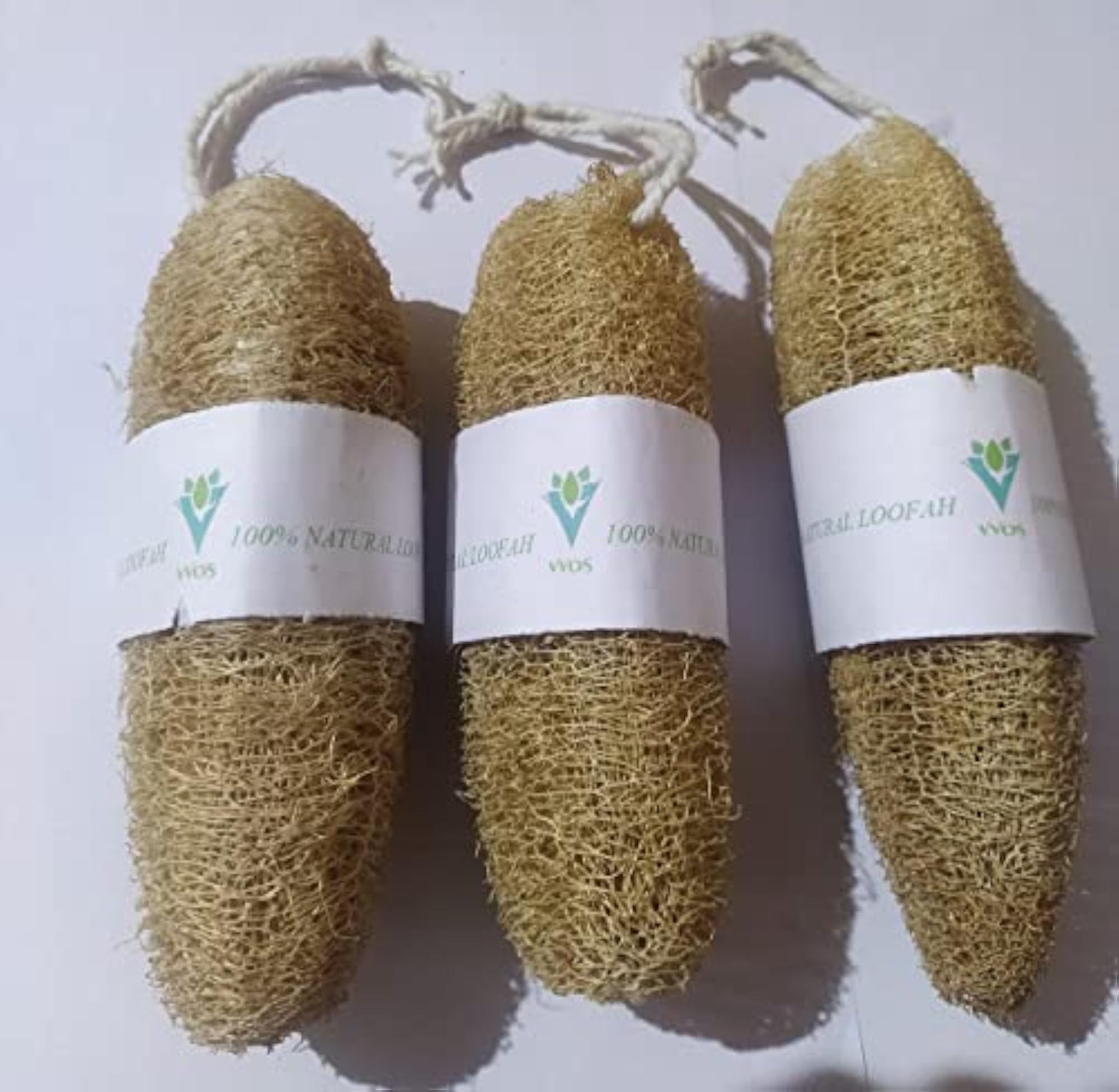 Natural Loofah Bath Sponge Set of 3, Eco-Friendly Exfoliating