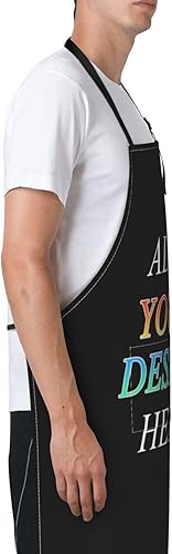 Miniatura 2 de DADABULIU Delantal de cocina con bolsillos, babero ajustable para hombres y mujeres, impermeable, chef, parrilla, barbacoa, dibujo