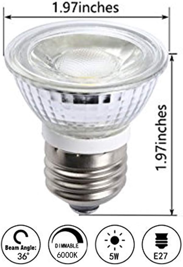 CTKcom 5W PAR16/HR16 LED Spotlight Bulb(4 Pack)- E26/E27 COB Flood Light Bulb 36 Degree 450LM 6000K Daylight White 50W Halogen Bulb Equivalent LED Bulbs 110V~130V