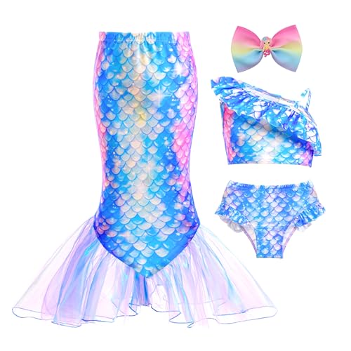 Image of GALLDEALS Girls Swimsuit 3 Piece Bathing Suits Flounce Ruffle Tankini Set Beach Swimwear with Cover Ups Skirt for 3-10 Years