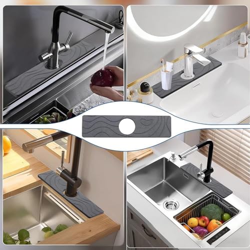 Tapis de robinet de cuisine anti-moisissure et plateau en pierre pour évier propre