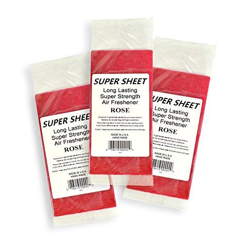 Image of Super Sheet Small (7.5 inchx3.75 inch) Under Seat Car Air Freshener, 3-PACK (Rose)