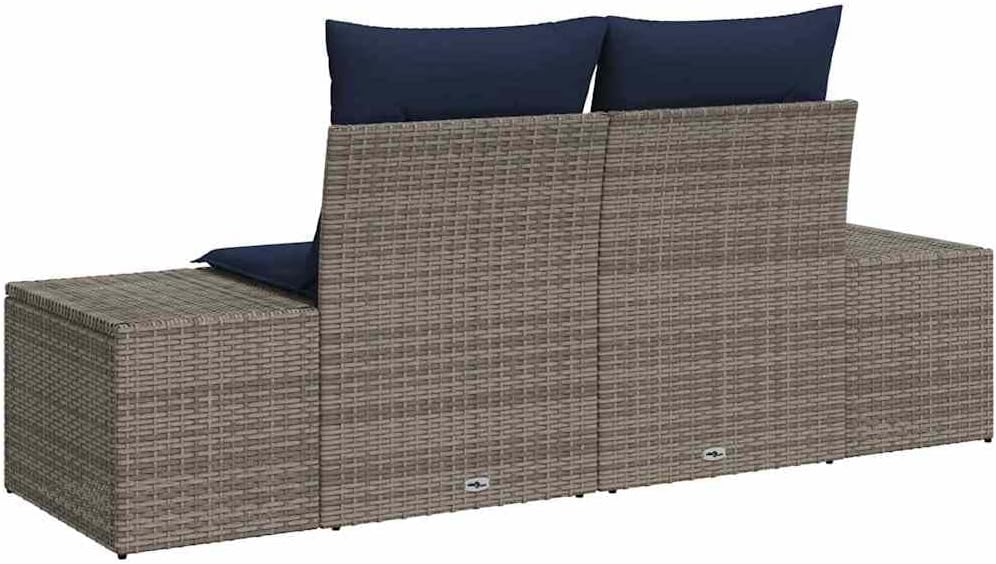 Outdoor Sofa for Patio, 72.4 x 24.4 x 33.5 inch Gray Poly Rattan Loveseat with All Weather Cushion, Modern Patio Furniture Set for Garden, Deck and Balcony