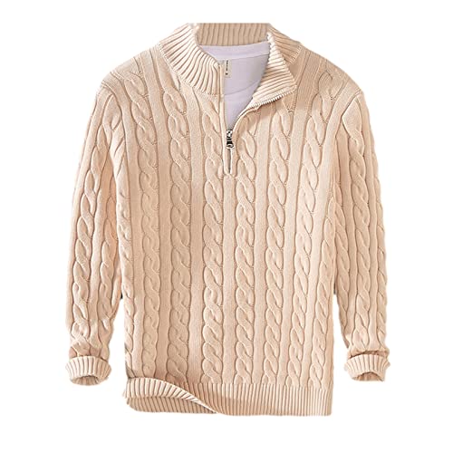 Pull à col roulé pour homme Kelsiop en tricot épais abricot XL