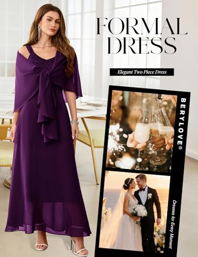 Image of BeryLove Summer Formal Wedding Guest Prom Dresses Sequin Cocktail Evening Lace Elegant Mother of The Bride Dress