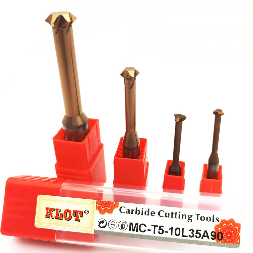 KLOT AlTiN Coated Solid Carbide Micro Front&Back Chamfering Milling Cutter Top&Bottom End Mill 3mm-12mm (12L42A90)
