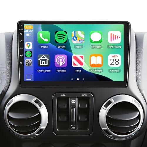8 CORE 2G+64G Car Radio Stereo for Jeep Wrangler JK 2007-2018 Compass Grand Cherokee Dodge Ram 1500 2500 2009-2012, Wireless CarPlay/Android Auto 10.1'' IPS Touchscreen GPS WiFi 32-Band DSP HD Camera