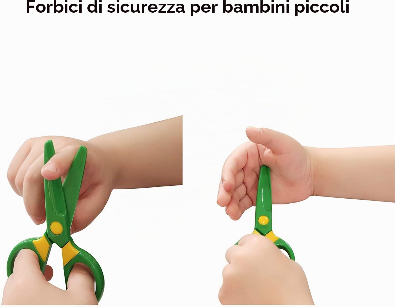Forbici Sicurezza Bambini 1-3 Anni + 60 Fogli per Taglio | Punta Smussata Ergonomiche, Sicure per Asilo e Scuola Materna | Strumento Educativo per Sviluppo Motorio Infantile