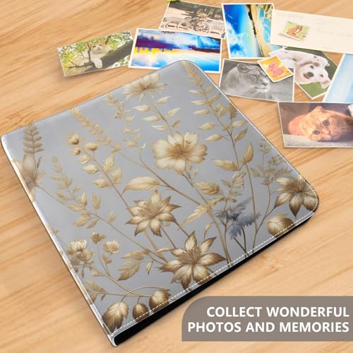 Álbum de Fotos Autoadhesivo DIY Scrapbook Álbum Tono Amarillo Dorado Floral 3 Anillos Carpeta Álbum de Fotos 40 Páginas 8x10 para Recuerdos miniatura 5