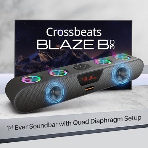 Image of CrossBeats Blaze B30 Bluetooth 30W Soundbar Gaming RGB Light, AUX, BT, SD Card, USB &FM, 8 Hrs Playtime Fast Charge Sound bar Smart tv with Built-in mic, Speaker for Mobile, PC, Laptop (B30 (Old))