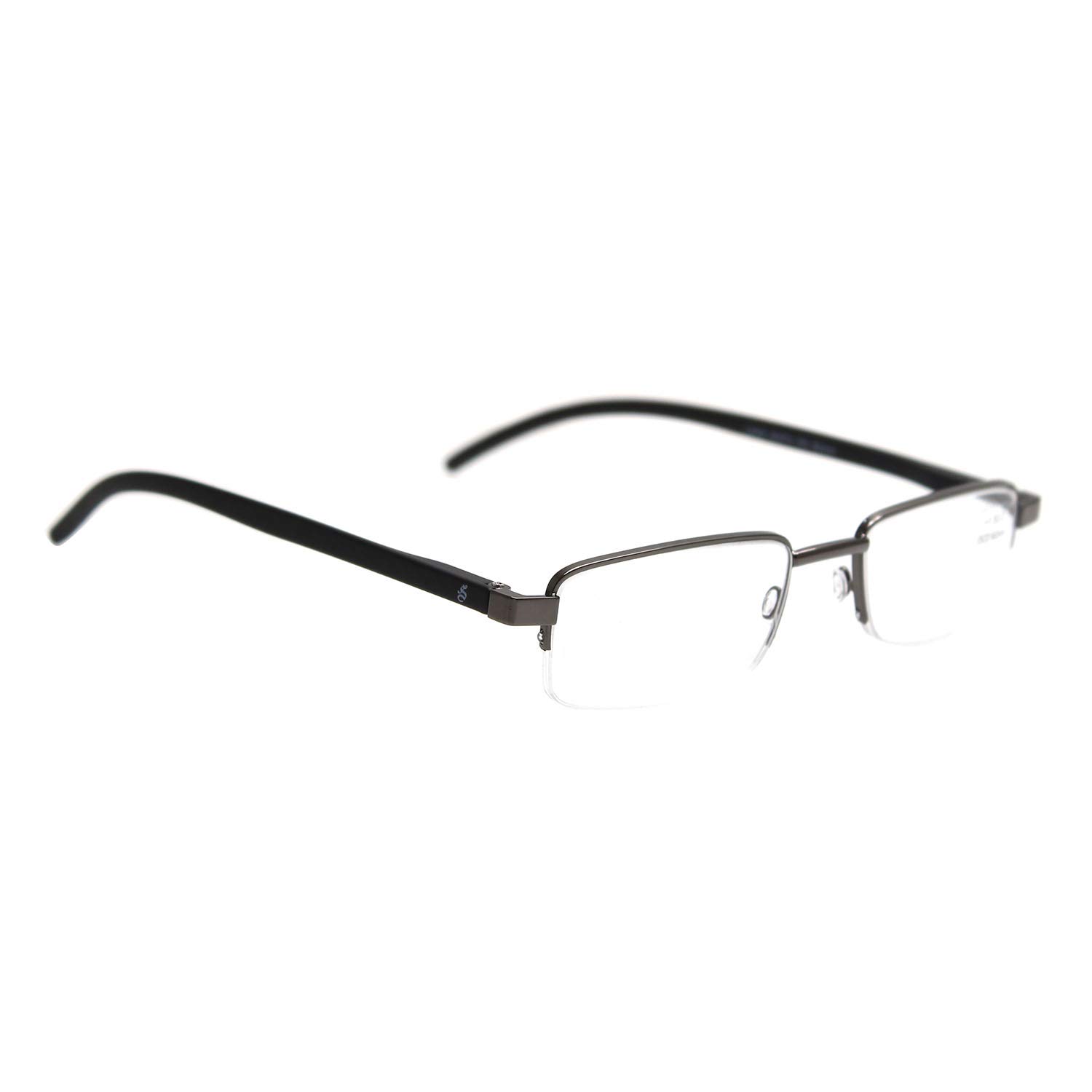 ESPERTO READERS Lake Reading Glasses For Men & Women With Power 1.00 to 4.00 (Half Rim Less) (+1.00, METALLIC BLACK) 1