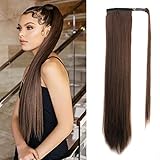 Pferdeschwanz Haarteil Haarverlängerung, Lang Weich Glatt Haarverlängerung Zopf, Gewickelt Zopf Extension Kunsthaar Haarteil Zopf für Frauen, ca.66 cm/120g