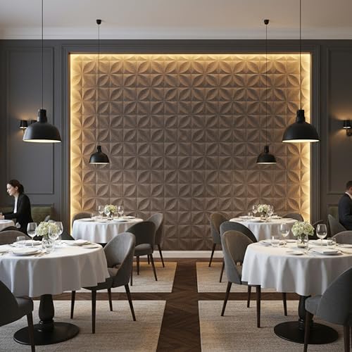 Image of Kayra Decor PVC Panel for Wall Butterfly Design Magnum Brown Color 19.7 inch x 19.7 inch (Pack of 18) - Covers 48.51 Sq. Ft.