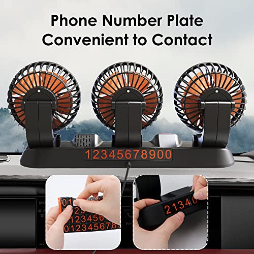 Riloer Tragbarer Auto-Kühlluftventilator Dreiköpfiger elektrischer Kühlluftumwälzer für Lkw, Van, SUV, RV, Boot, 360° drehbarer automatischer Ventilator.